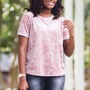 A New Day Pink Velvet Floral Top